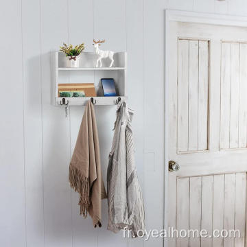 Rack de serviettes à manteau en bois à 2 niveaux pour salle de bain